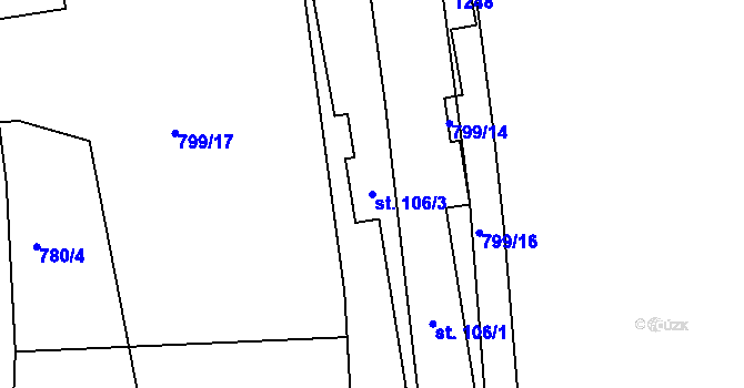 Parcela st. 106/3 v KÚ Doudleby, Katastrální mapa