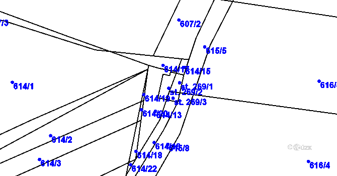 Parcela st. 269/2 v KÚ Doudleby, Katastrální mapa