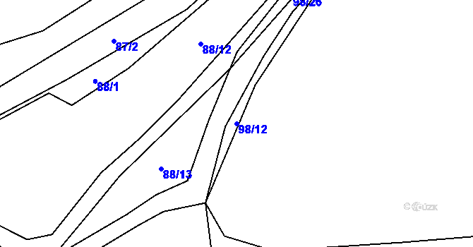 Parcela st. 98/12 v KÚ Doudleby, Katastrální mapa