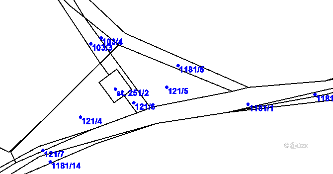 Parcela st. 121/5 v KÚ Doudleby, Katastrální mapa