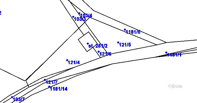 Parcela st. 121/6 v KÚ Doudleby, Katastrální mapa