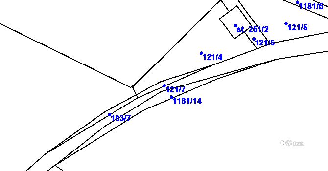 Parcela st. 121/7 v KÚ Doudleby, Katastrální mapa