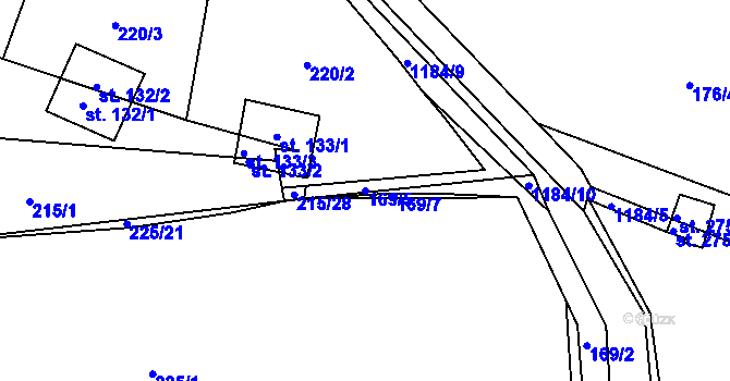 Parcela st. 169/5 v KÚ Doudleby, Katastrální mapa