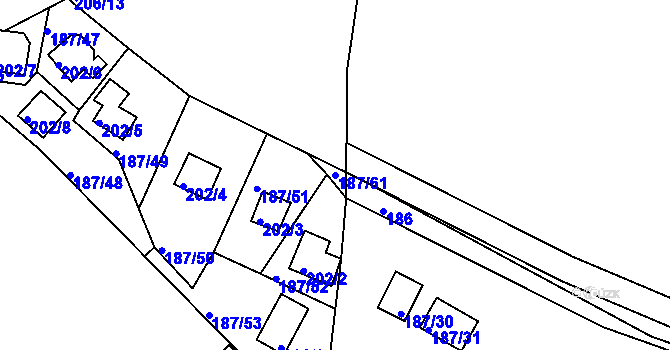 Parcela st. 187/61 v KÚ Doudleby, Katastrální mapa