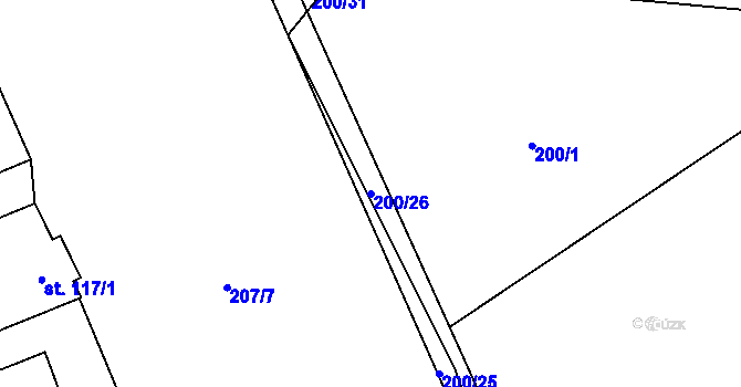Parcela st. 200/26 v KÚ Doudleby, Katastrální mapa