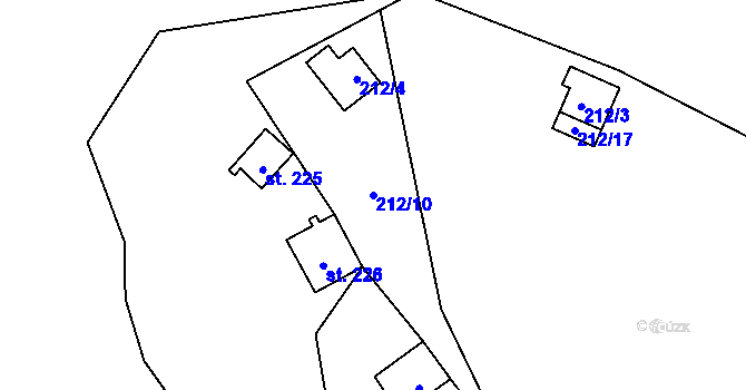 Parcela st. 212/10 v KÚ Doudleby, Katastrální mapa