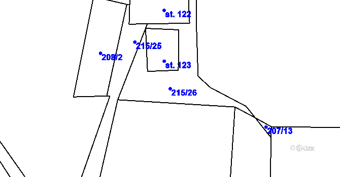 Parcela st. 215/26 v KÚ Doudleby, Katastrální mapa