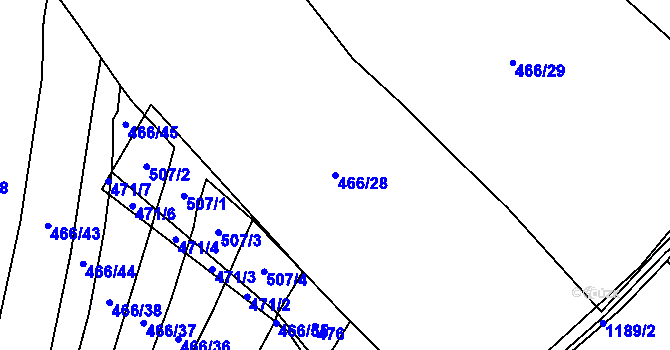 Parcela st. 466/28 v KÚ Doudleby, Katastrální mapa