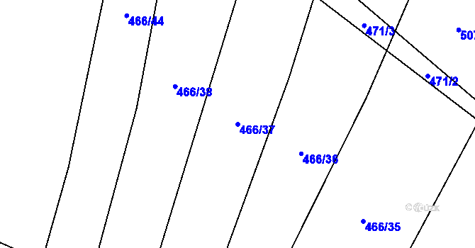 Parcela st. 466/37 v KÚ Doudleby, Katastrální mapa
