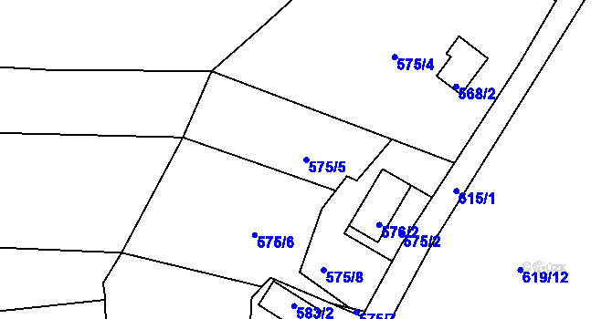 Parcela st. 575/5 v KÚ Doudleby, Katastrální mapa