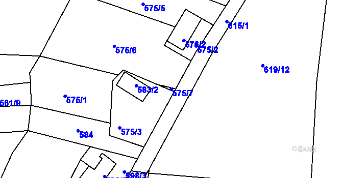 Parcela st. 575/7 v KÚ Doudleby, Katastrální mapa