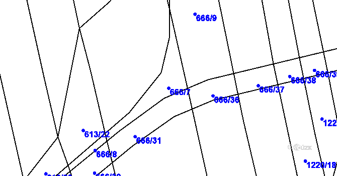 Parcela st. 666/7 v KÚ Doudleby, Katastrální mapa