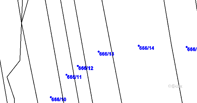 Parcela st. 666/13 v KÚ Doudleby, Katastrální mapa