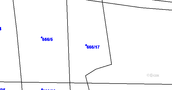 Parcela st. 666/17 v KÚ Doudleby, Katastrální mapa
