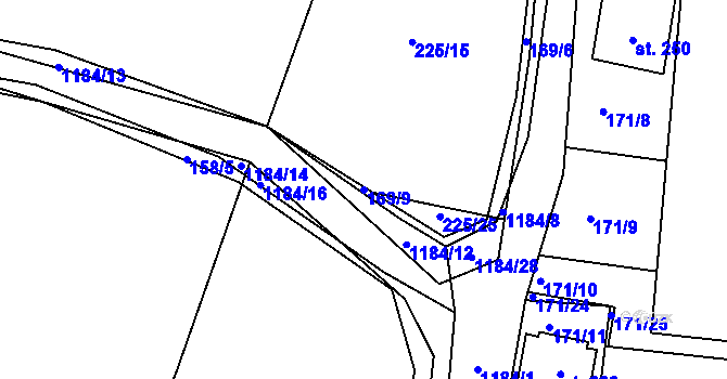 Parcela st. 169/9 v KÚ Doudleby, Katastrální mapa