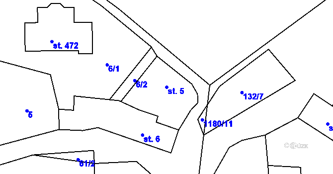 Parcela st. 5 v KÚ Doudleby, Katastrální mapa
