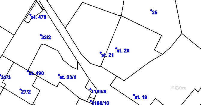 Parcela st. 21 v KÚ Doudleby, Katastrální mapa