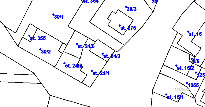 Parcela st. 24/3 v KÚ Doudleby, Katastrální mapa