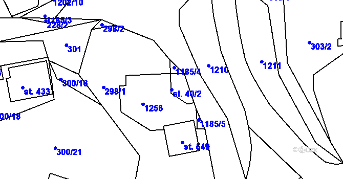 Parcela st. 40/2 v KÚ Doudleby, Katastrální mapa