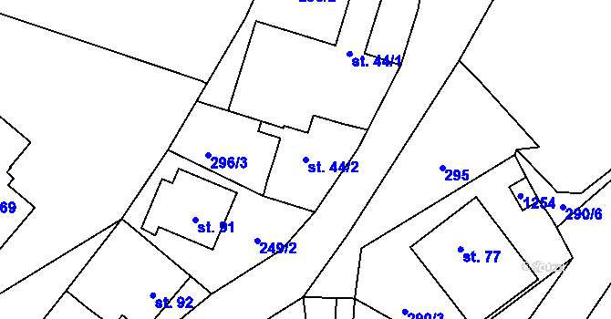 Parcela st. 44/2 v KÚ Doudleby, Katastrální mapa