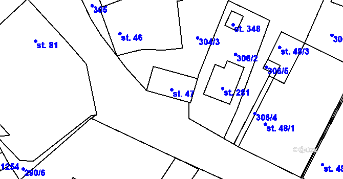 Parcela st. 47 v KÚ Doudleby, Katastrální mapa