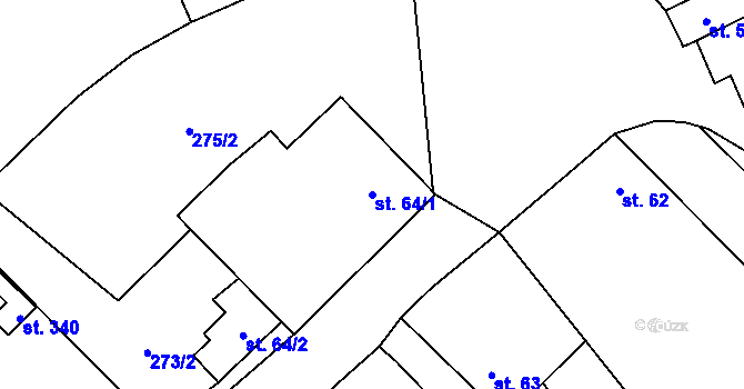 Parcela st. 64/1 v KÚ Doudleby, Katastrální mapa
