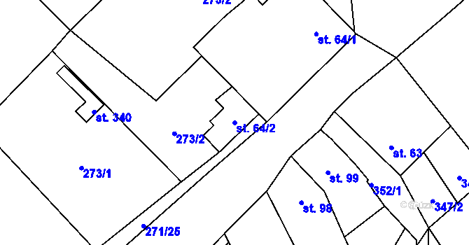 Parcela st. 64/2 v KÚ Doudleby, Katastrální mapa