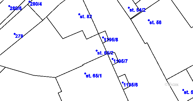 Parcela st. 65/2 v KÚ Doudleby, Katastrální mapa