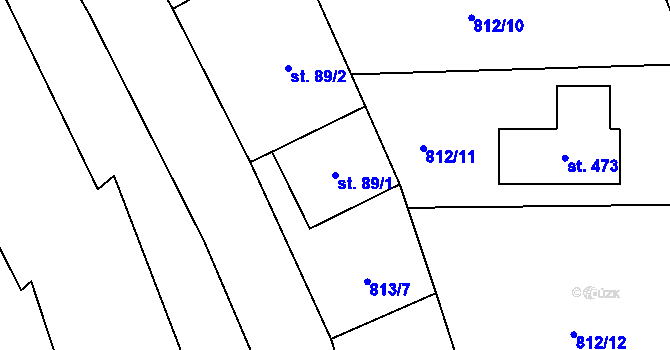Parcela st. 89/1 v KÚ Doudleby, Katastrální mapa