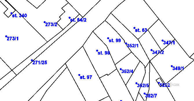 Parcela st. 98 v KÚ Doudleby, Katastrální mapa