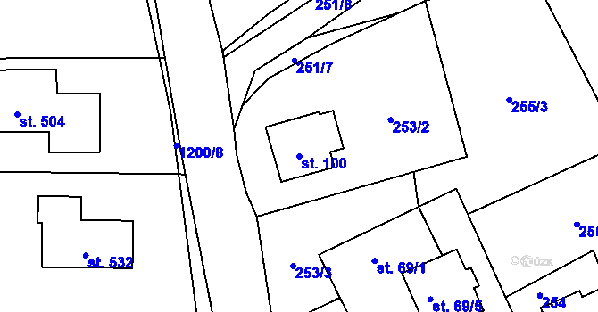 Parcela st. 100 v KÚ Doudleby, Katastrální mapa