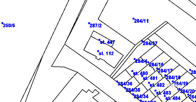Parcela st. 112 v KÚ Doudleby, Katastrální mapa