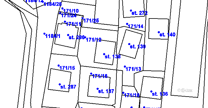 Parcela st. 138 v KÚ Doudleby, Katastrální mapa
