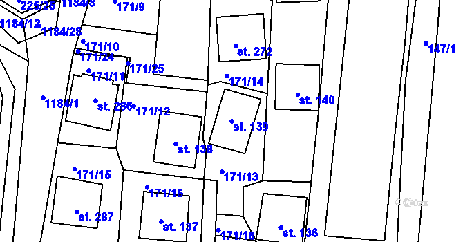 Parcela st. 139 v KÚ Doudleby, Katastrální mapa