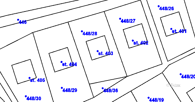 Parcela st. 403 v KÚ Doudleby, Katastrální mapa