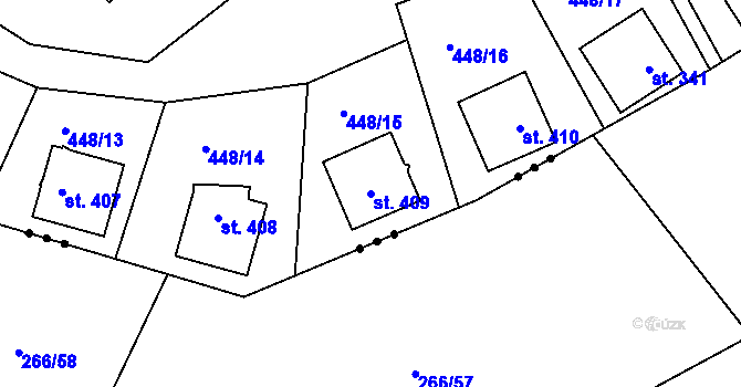 Parcela st. 409 v KÚ Doudleby, Katastrální mapa