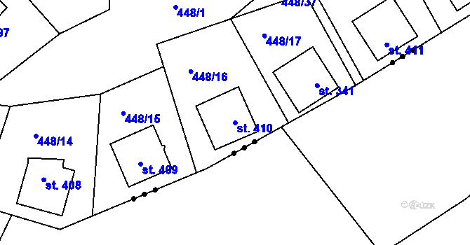 Parcela st. 410 v KÚ Doudleby, Katastrální mapa