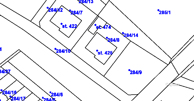 Parcela st. 425 v KÚ Doudleby, Katastrální mapa
