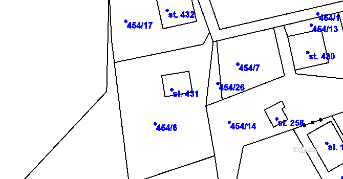 Parcela st. 431 v KÚ Doudleby, Katastrální mapa