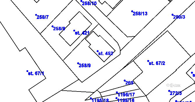 Parcela st. 452 v KÚ Doudleby, Katastrální mapa