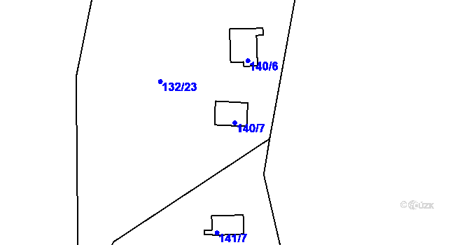 Parcela st. 140/7 v KÚ Doudleby, Katastrální mapa