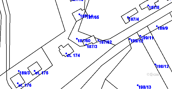 Parcela st. 187/3 v KÚ Doudleby, Katastrální mapa