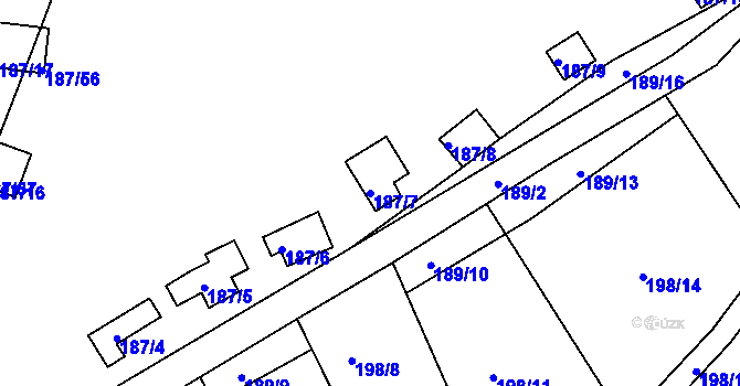 Parcela st. 187/7 v KÚ Doudleby, Katastrální mapa