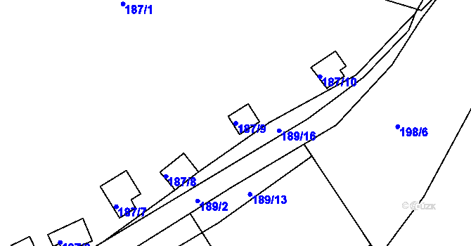 Parcela st. 187/9 v KÚ Doudleby, Katastrální mapa
