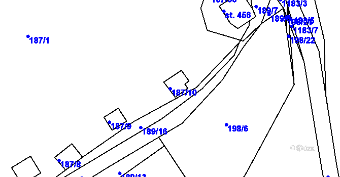 Parcela st. 187/10 v KÚ Doudleby, Katastrální mapa