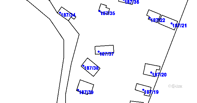 Parcela st. 187/37 v KÚ Doudleby, Katastrální mapa