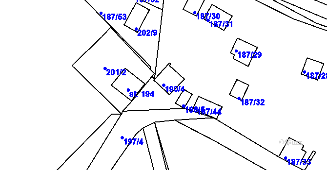 Parcela st. 190/4 v KÚ Doudleby, Katastrální mapa