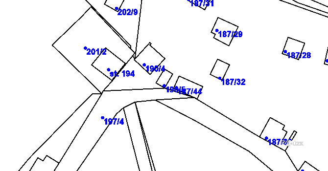 Parcela st. 190/5 v KÚ Doudleby, Katastrální mapa