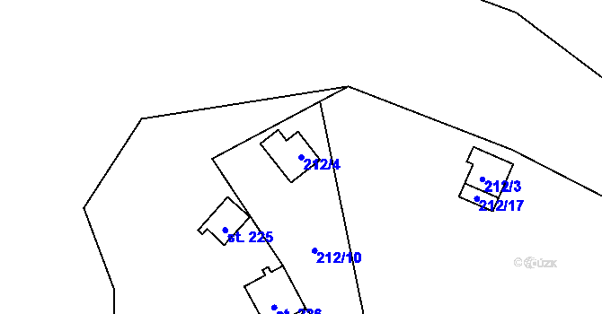 Parcela st. 212/4 v KÚ Doudleby, Katastrální mapa