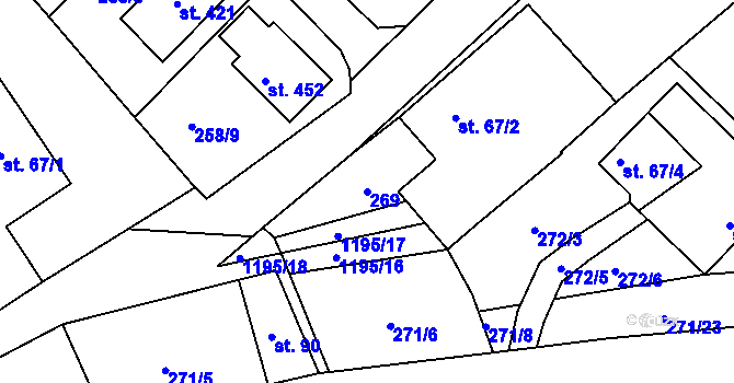 Parcela st. 269 v KÚ Doudleby, Katastrální mapa